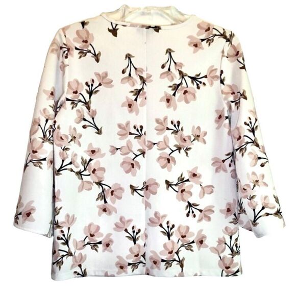 Ann Taylor Floral Top with 3/4 Length Tulip Sleeves in Cream/Brown Women’s PS - Picture 5 of 7